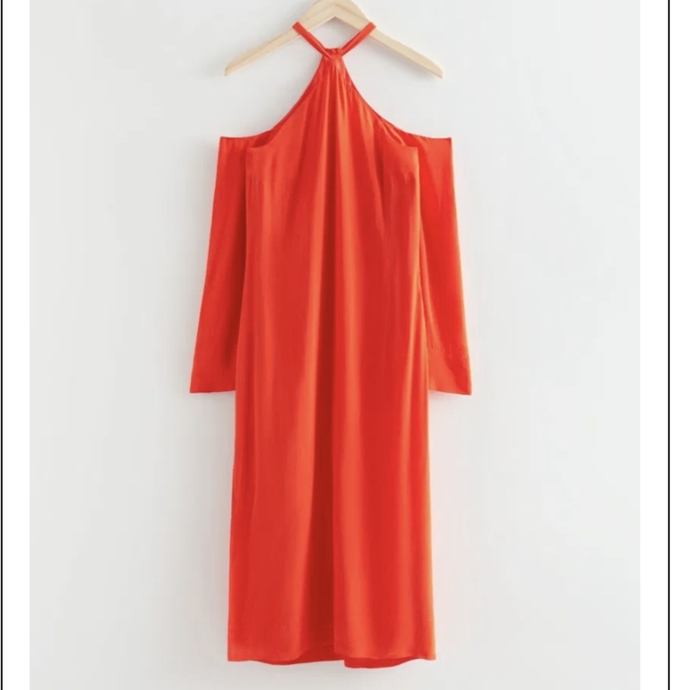 & Other Stories | Off-Shoulder Halter Midi Dress NWT Sz 4 - Picture 3 of 5